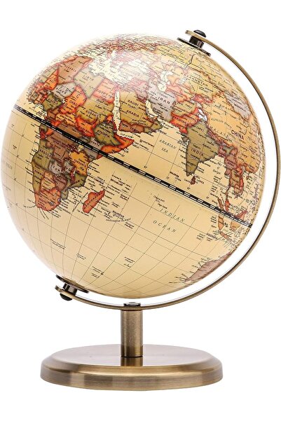 Exerz 8" Globe Golden and White - Wedding Guest Book - Bronze Metal Arc and B...