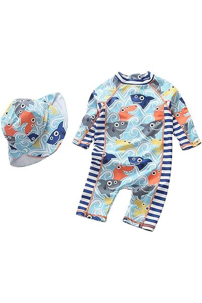 Best Baby Boys Kids Swimsuit Toddlers One Piece Zipper Swimwear with Hat Rash...