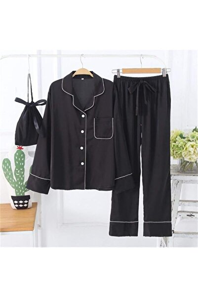GENERAL Silk Pajama Sets Women Luxury Long Sleeve Pyjamas Sleepwear Oversize ...