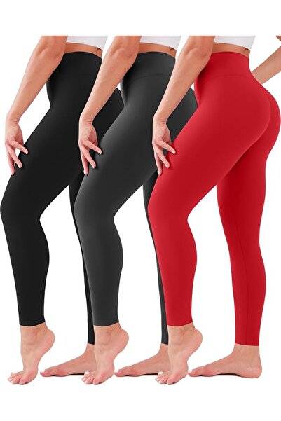 SunCloverBoutique 3 قطع من السراويل الضيقة للنساء ذات الخصر العالي، غير شفافة...
