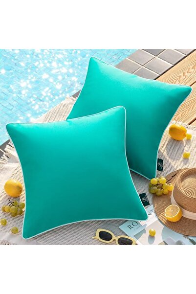 Phantoscope Pack of 2 Outdoor Waterproof Solid Throw Decorative Pillow Cover ...