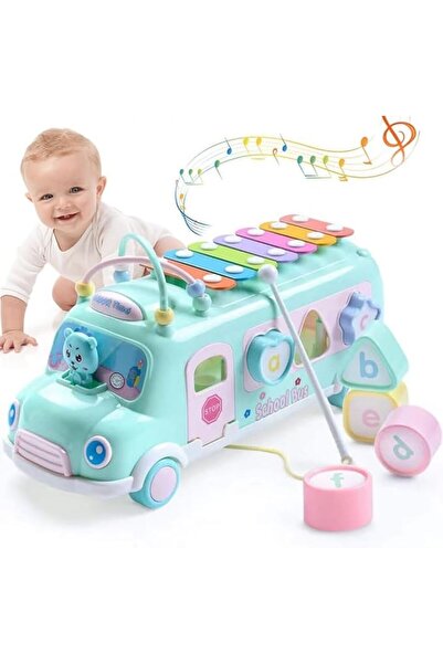 GENERAL Mumoo Bear Intellectual Puzzles Knocking Piano Musical School Bus Toy...