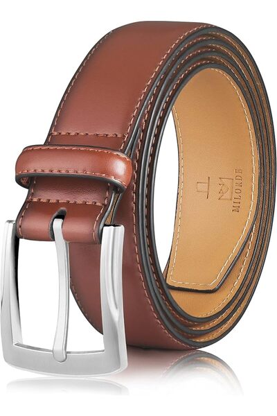 GENERAL MILORDE Men's Genuine Leather Dress Belt, Handmade, 100% Cow Leather,...