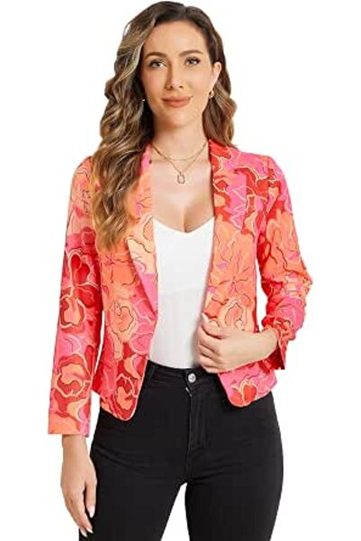 Allegra K Women's Open Front Office Work Business Crop Suit Blazer Jacket