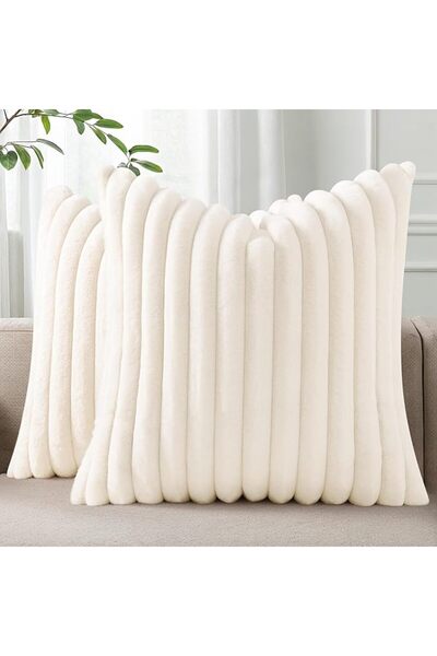 Pallene Faux Fur Plush Throw Pillow Covers 18x18 Set of 2, Luxury Soft Fluffy...