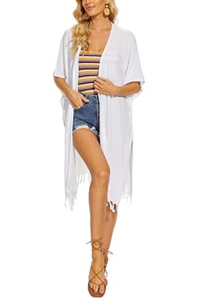 GENERAL Beautybatik Women Long Solid Kimono Cardigan Shawl Wrap Swimsuit Cove...
