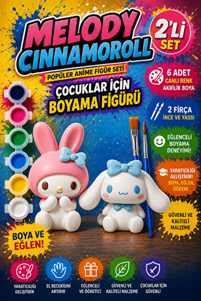 Genç 3D My Melody ve Cinnamoroll 2'li 3D Figür Boyama Seti - Kendin Yap (DIY)...