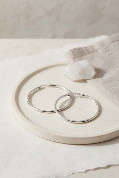 Inure Jewelry 316L Steel Silver Color 36 mm Hoop Earrings
