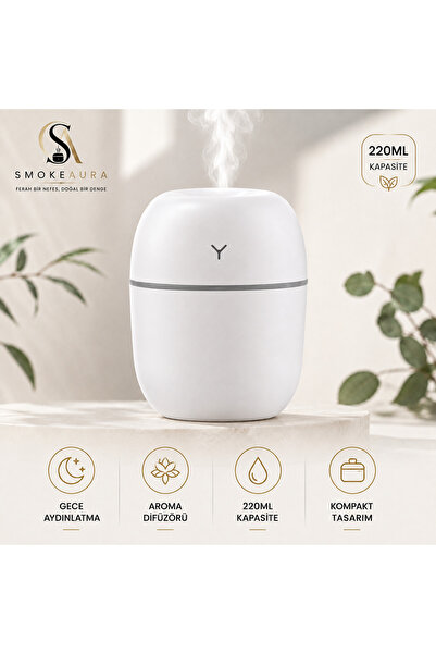 Tiffany SmokeAura 220 ML Ultrasonik Hava Nemlendirici Aroma Difüzörü USB Type...