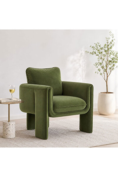 homejoyz كرسي مخمل وخشب سويدي – فيلفيتو – 85×80×85 سم - أخضر غامق