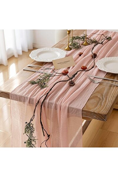 GENERAL Keketo Fall Thanksgiving Table Runner Terracotta Rust Gauze 120 Inch ...