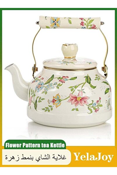 Arabest Tea Kettle,2.5 L Vintage Enamel,Green Floral Stovetop Water Kettle wi...