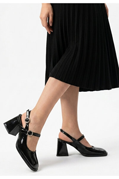 ALFA AKSESUAR 03 Olwia Black Patent Leather Heeled Shoes