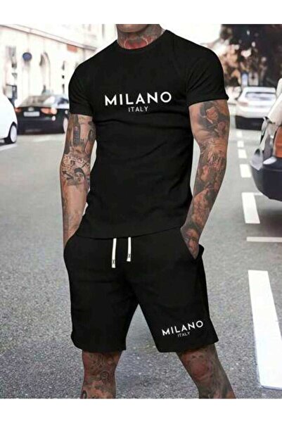 23ERVA 1 Pc Men's Clothing MILANO ITALY Printed Black Tops, Shirt, Unisex Cas...