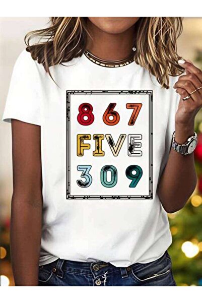 23ERVA Women's Number Puzzle Design, Pure Cotton T-Shirt, Casual Wear, Summer...
