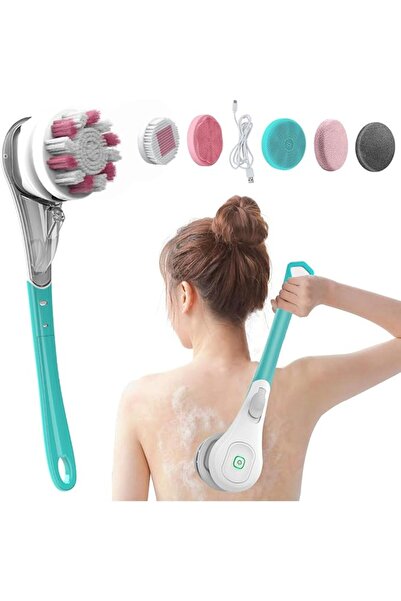 NALACAL Electric Body Brush with Six Brush Heads, Rechargeable Back Brush Lon...