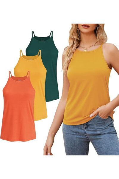 GENERAL High Neck Tank Top for Women Camisole Trendy Sleeveless Shirts Loose ...