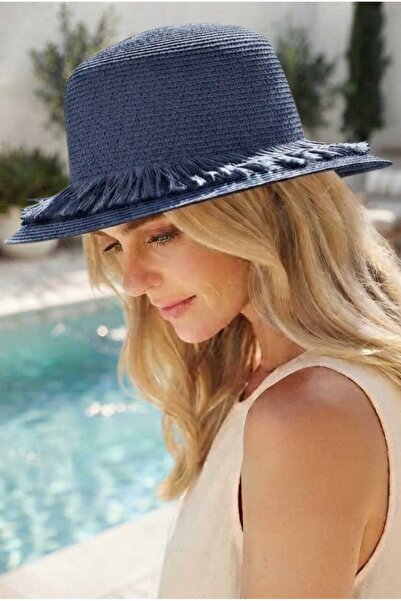 Uniquetrenders Women's Tasseled Fringed Straw Hat with Visor Summer Beach and...