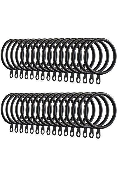 Morvena Picks Inele negre pentru perdele - fier rezistent - set de 60