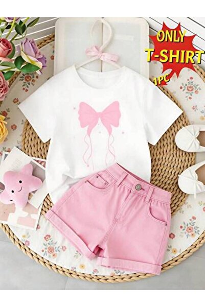 4Car Summer Outfit Women, Pink Bow Funny Vintage T-Shirt, Loose Breathable, P...