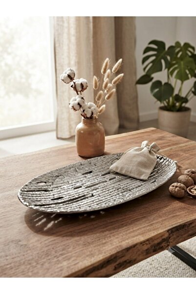 La madore Bamboo Nickel Look Decorative Oval Tray 35X22 cm Presentation Organ...