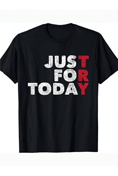 4Car تي شيرت رجالي تحفيزي بطبعة "Just Today" من Allseason Wear، أسود مع حروف ...