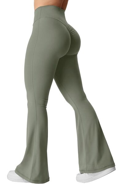 GENERAL YEOREO Kalie Flare Scrunch Leggings for Women V Cross Waist Bell Bott...