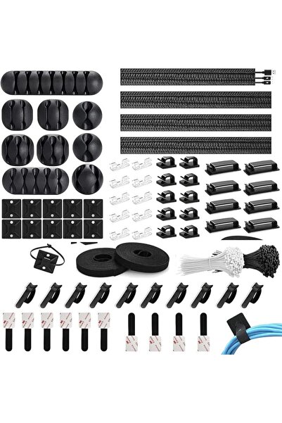 JOZUTTOW 273 Pcs Cable Management Organizer Kit, 4 Cable Split Sleeves 9 Cabl...