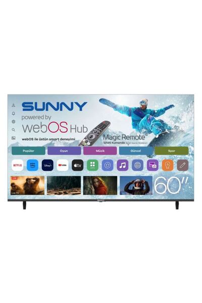 Sunny SN60QLEDM-W02M 4K Ultra HD 152 Ekran Uydu Alıcılı webOS Smart QLED TV