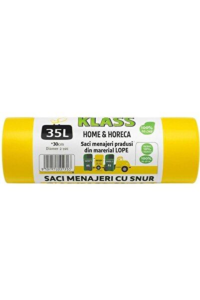 MC Micostore Yellow garbage bags with drawstring 35L/15 pcs roll Klass