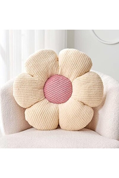 ALMEKAQUZ Flower Throw Pillow 14.9" – Soft White Flower Shaped Cushion, Plush...
