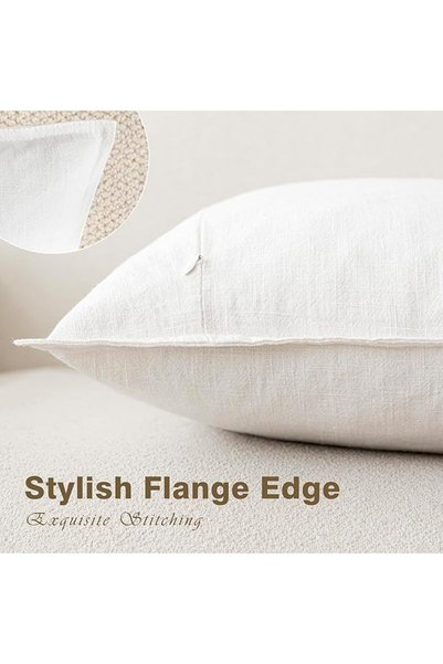 Foindtower Pack of 2, Decorative Linen Soild Throw Pillow Covers Soft Accent Cushion Case Boho Farmh