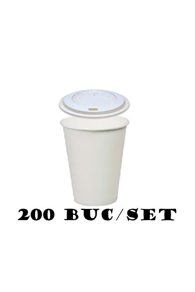 HORECA Pahar de carton de cafea cu capac de unica folosinta 7oz 200buc/set