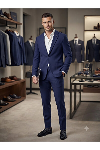 MY DEDE Lacivert Slim Fit Dar Kesim Jogger/Spor Takım Elbise