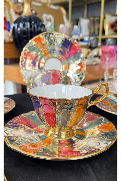 Generic Brand ESTERHOMEDECOR Hand-Painted Porcelain Coffee Cup Set for 6 People