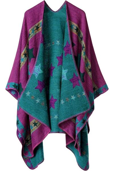 KASTWAVE Women's Shawls Wraps Winter Reversible Oversized Blanket Open Front ...