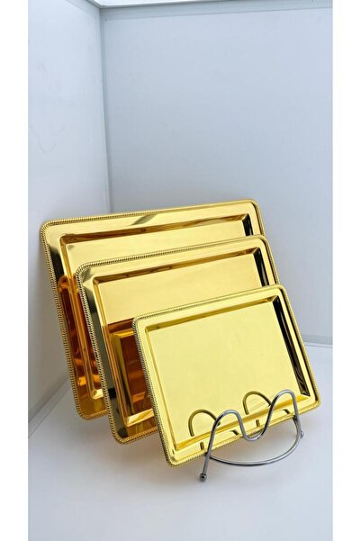 ALMASA Gold Serving Tray Set – 3 Sizes