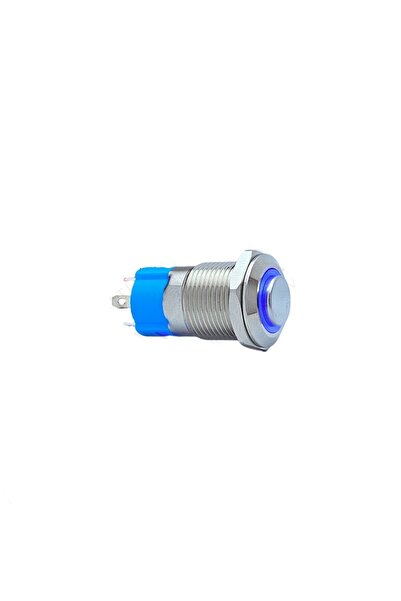 12MM KALICILI LEDLİ METAL BUTON - 1NO - IP67 - MAVİ