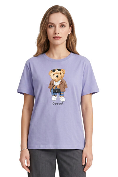DK DAKSEL Women's Blue Jacketed Teddy Bear Printed 100% Cotton Comfortable Fi...