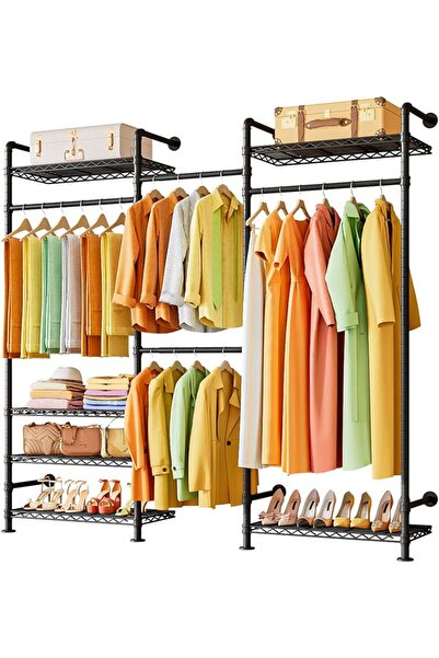 Solerconm Wall Mounted Garment Rack, Heavy Duty Clothes Rack with 2 Expandabl...