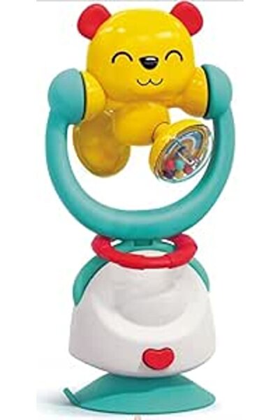 Hola لعبة كرسي الأطفال 2 في 1 وخشخيشة أطفال على شكل دب، لعبة وقت الوجبات، لتخ...