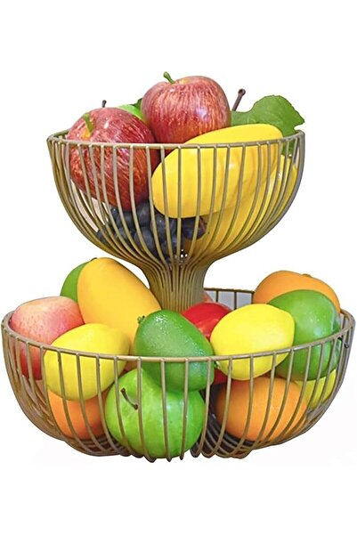 Generic Stainless Steel 2 Tier Fruit Basket Stand for Kitchen Countertop Gold...