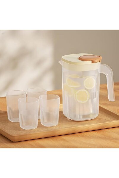 Generic 2.2L Water Pitcher with Filter Screen and 4 Cups, Heat-Resistant Food...