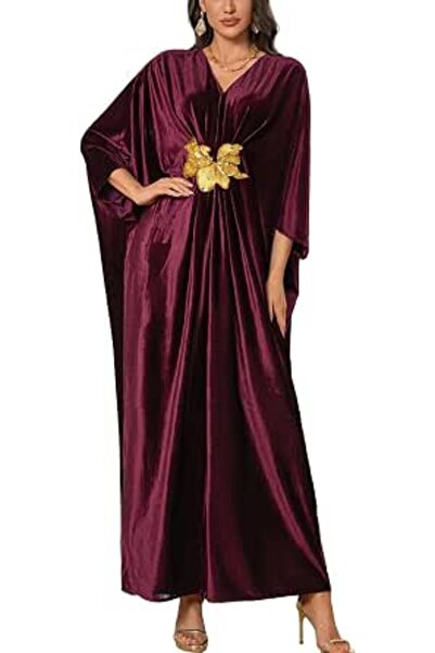 YouKD Women's Solid Color Bohemian Kaftan Dress Beach Cover Ups Plus Size Bat...