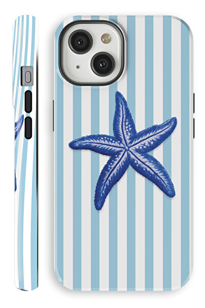 WANNA PROTECT iPhone 15 Deniz Yıldızı Çift Katmanlı Tam Kaplayan Baskı Parlak...