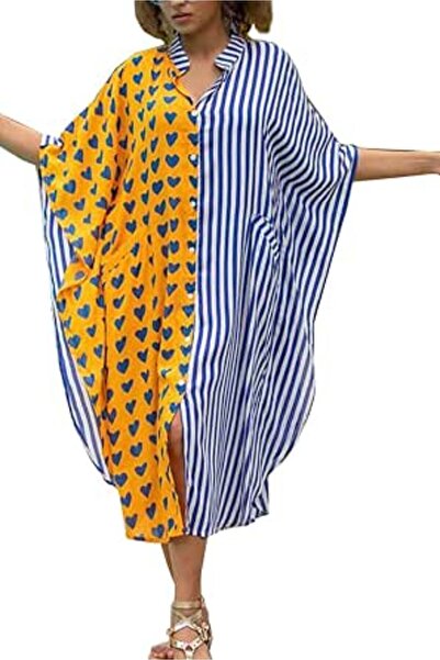 YouKD Women's Long Kaftan Maxi Bohemian Dress Beach Coverup Robe Roomy Kimono...