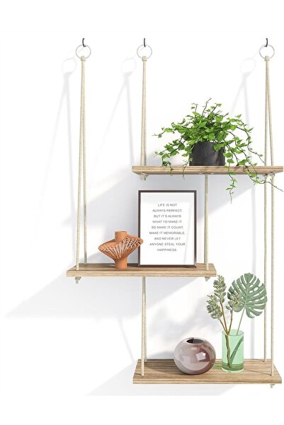 Yelajoy Hanging Shelves for Wall, 3 Tier Boho Wall Decor Plant Rack Floating ...