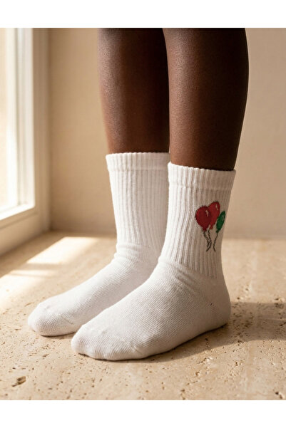Katia&Bony Children's White Socks with Balloon Pattern