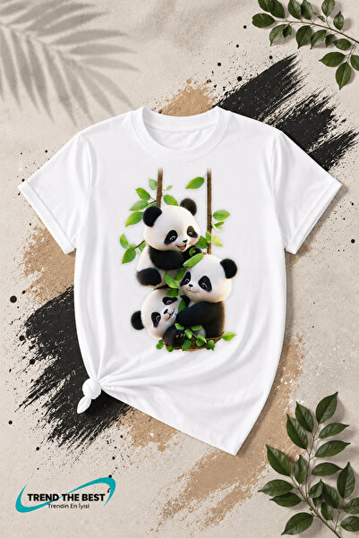 TREND THE BEST Trendin En İyisi Summer Triple Sweet Panda Printed Unisex Girl...