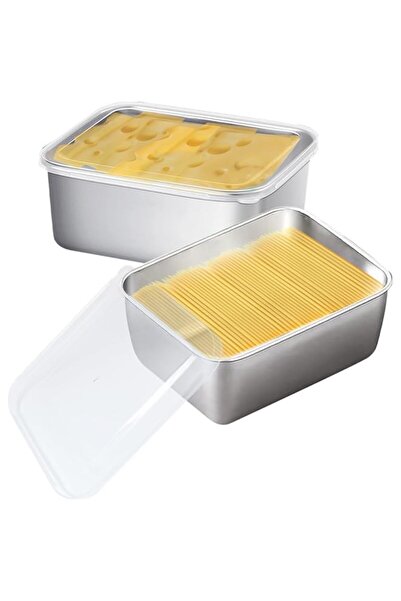 Generic 2Pcs Stainless Steel Cheese Storage Containers with Airtight Lids, De...